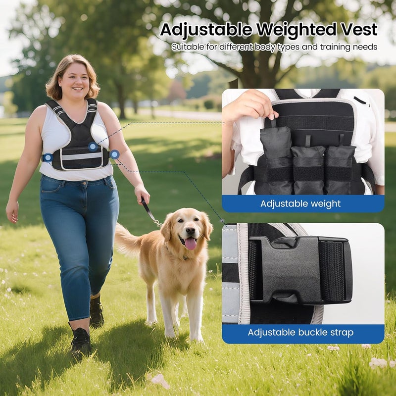 AUGOSTA Adjustable Weighted Vest Woman 4-10lb/12-18lb/20-32lb Weighted Vest Men with 6 Ironsand Weights, Shoulder Pads and Large Pocket for Walking Running Crossfit Strength Training - Image 5